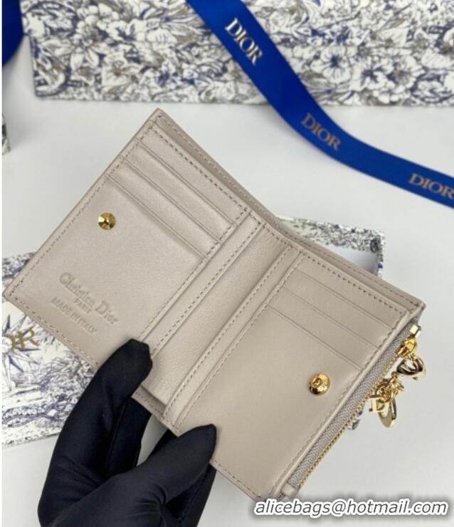 Lower Price Dior Lady Dior Dahlia Wallet in Cannage Lambskin D7090 Grey 2025