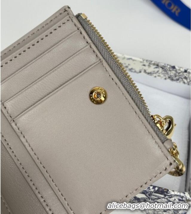 Lower Price Dior Lady Dior Dahlia Wallet in Cannage Lambskin D7090 Grey 2025