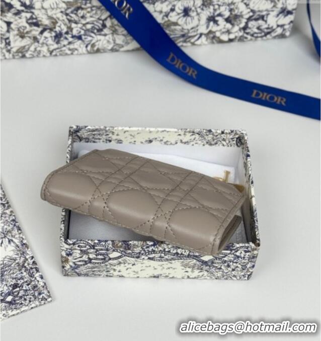 Lower Price Dior Lady Dior Dahlia Wallet in Cannage Lambskin D7090 Grey 2025