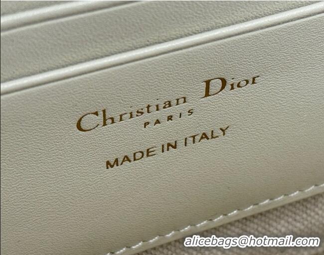 Top Quality Dior 30 Montaigne Dea Pouch in Blue Dior Oblique Chambray with Raffia Effect and White Smooth Calfskin D7096