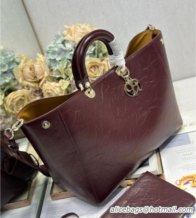 Buy Discount Dior Toujours Large Bag in Crinkled Leather 1188 Burgundy 2025
