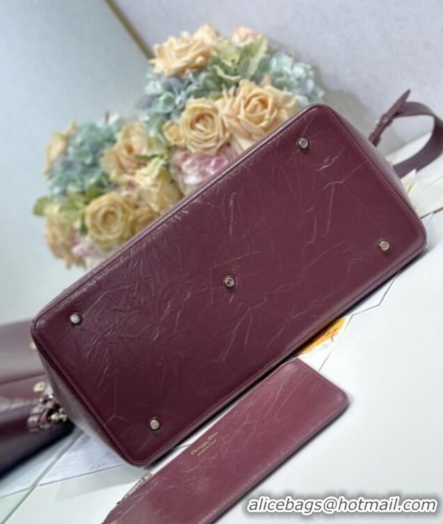 Buy Discount Dior Toujours Large Bag in Crinkled Leather 1188 Burgundy 2025