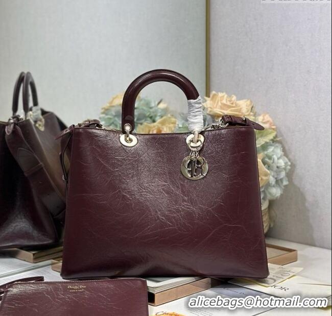 Buy Discount Dior Toujours Large Bag in Crinkled Leather 1188 Burgundy 2025