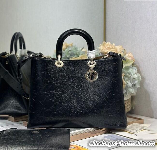 Traditional Specials Dior Toujours Large Bag in Crinkled Leather 1188 Black 2025