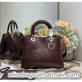 Famous Brand Dior Toujours Medium Bag in Crinkled Leather 1188 Burgundy 2025