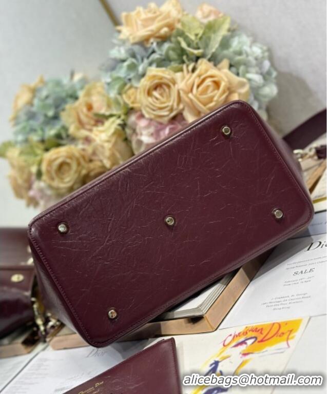 Famous Brand Dior Toujours Medium Bag in Crinkled Leather 1188 Burgundy 2025