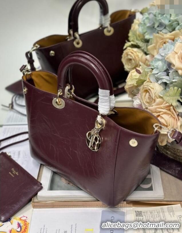 Famous Brand Dior Toujours Medium Bag in Crinkled Leather 1188 Burgundy 2025