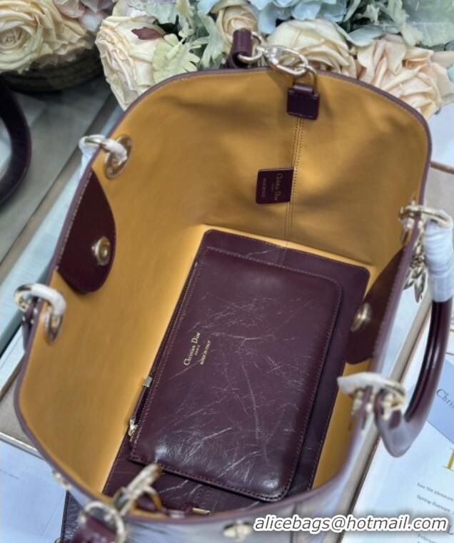 Famous Brand Dior Toujours Medium Bag in Crinkled Leather 1188 Burgundy 2025