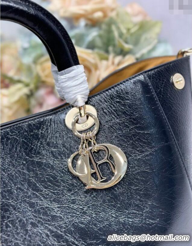 Well Crafted Dior Toujours Medium Bag in Crinkled Leather 1188 Black 2025