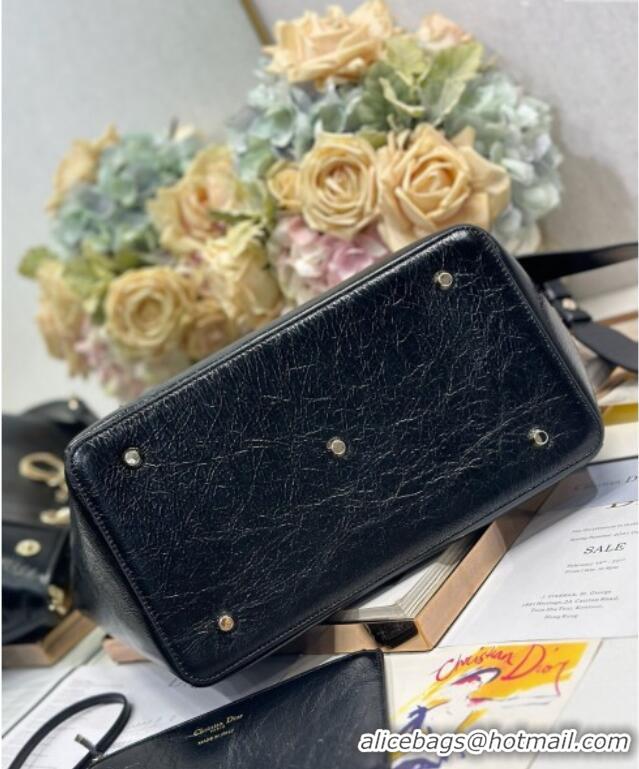 Well Crafted Dior Toujours Medium Bag in Crinkled Leather 1188 Black 2025