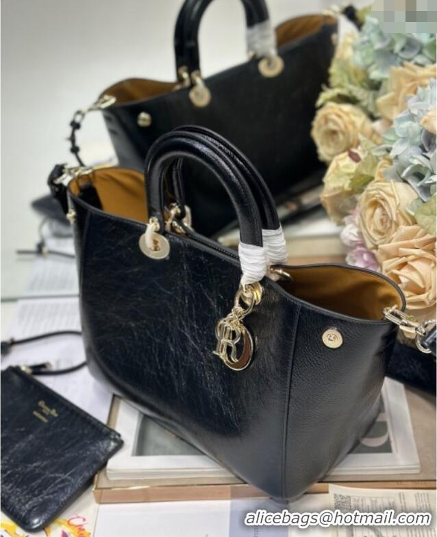 Well Crafted Dior Toujours Medium Bag in Crinkled Leather 1188 Black 2025