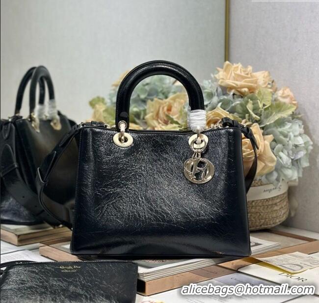 Well Crafted Dior Toujours Medium Bag in Crinkled Leather 1188 Black 2025