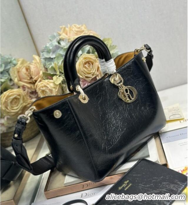 Well Crafted Dior Toujours Medium Bag in Crinkled Leather 1188 Black 2025