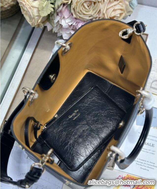 Well Crafted Dior Toujours Medium Bag in Crinkled Leather 1188 Black 2025