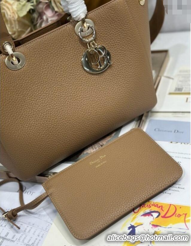Luxury Cheap Dior Toujours Medium Bag in Litchi Grained Calfskin 1188 Brown 2025