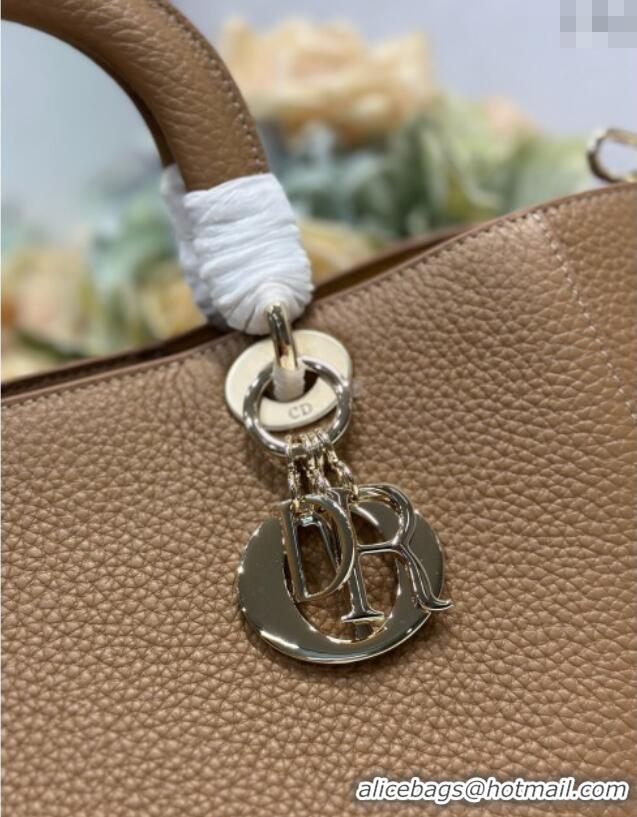 Luxury Cheap Dior Toujours Medium Bag in Litchi Grained Calfskin 1188 Brown 2025