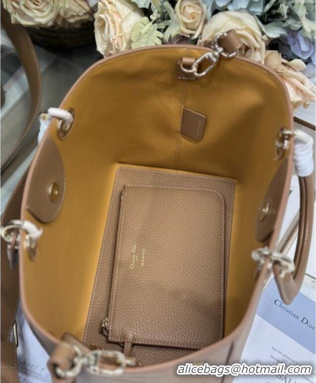 Luxury Cheap Dior Toujours Medium Bag in Litchi Grained Calfskin 1188 Brown 2025