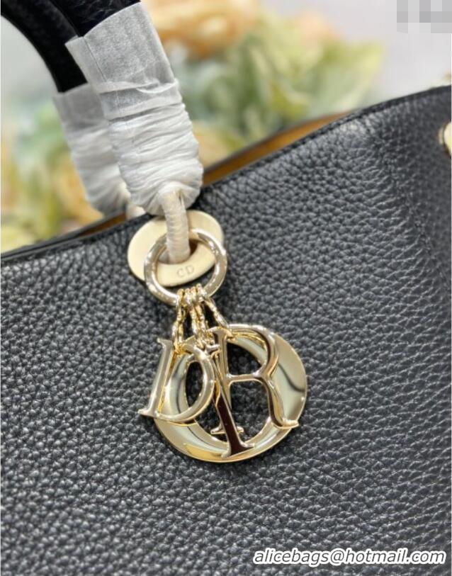 Top Design Dior Toujours Medium Bag in Litchi Grained Calfskin 1188 Black 2025