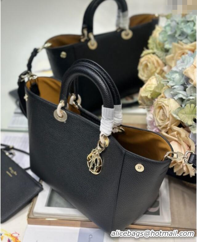 Top Design Dior Toujours Medium Bag in Litchi Grained Calfskin 1188 Black 2025