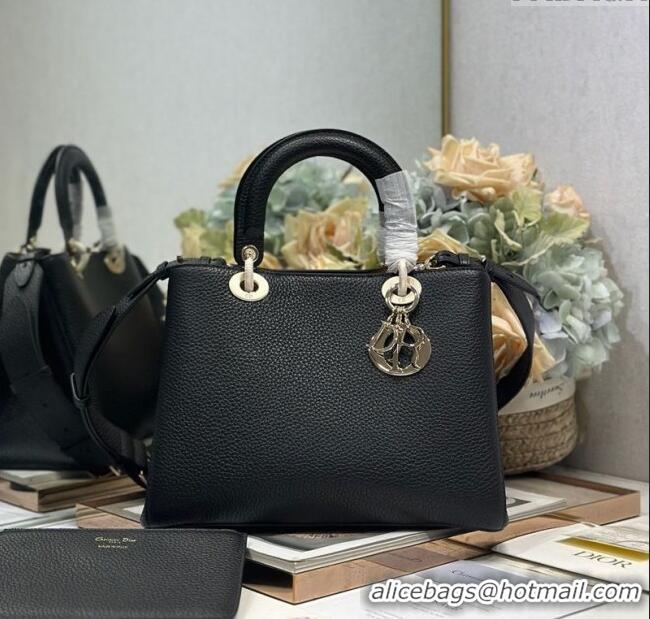 Top Design Dior Toujours Medium Bag in Litchi Grained Calfskin 1188 Black 2025