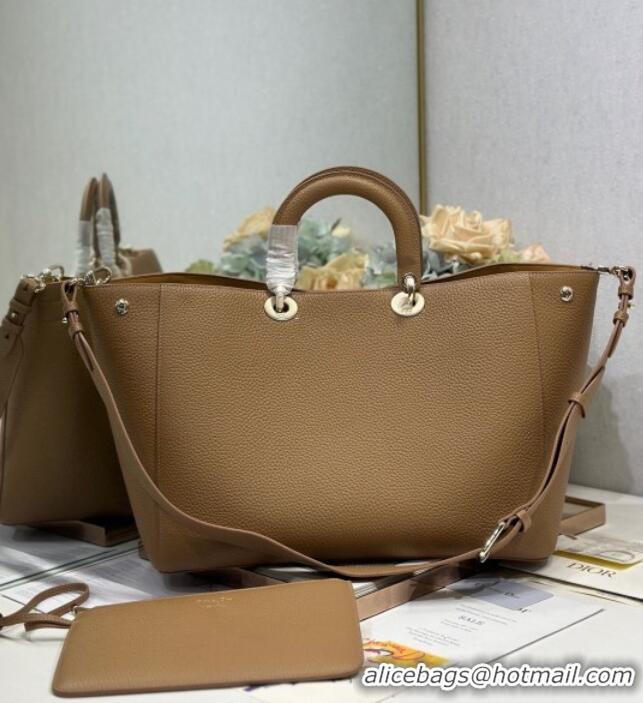 Top Design Dior Toujours Large Bag in Litchi Grained Calfskin D1188 Brown 2025