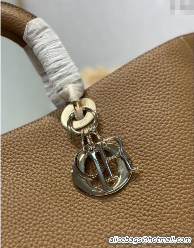 Top Design Dior Toujours Large Bag in Litchi Grained Calfskin D1188 Brown 2025