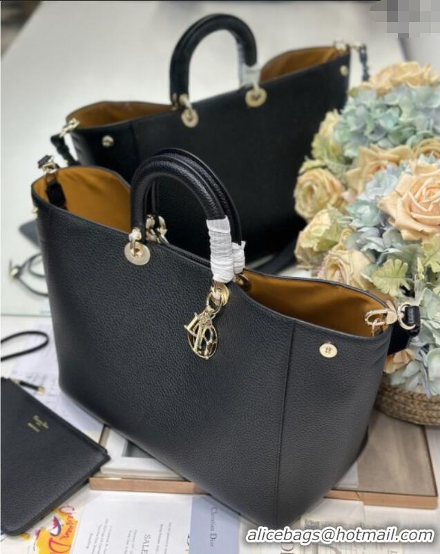 Luxury Cheap Dior Toujours Large Bag in Litchi Grained Calfskin 1188 Black 2025