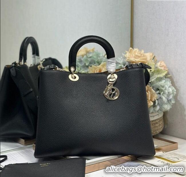Luxury Cheap Dior Toujours Large Bag in Litchi Grained Calfskin 1188 Black 2025