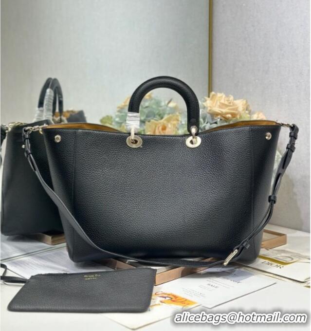 Luxury Cheap Dior Toujours Large Bag in Litchi Grained Calfskin 1188 Black 2025