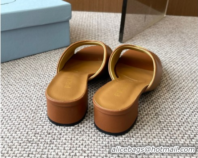 Good Quality Prada Padded nappa leather heel slides sandal 3.5cm Brown 2025 1XX711