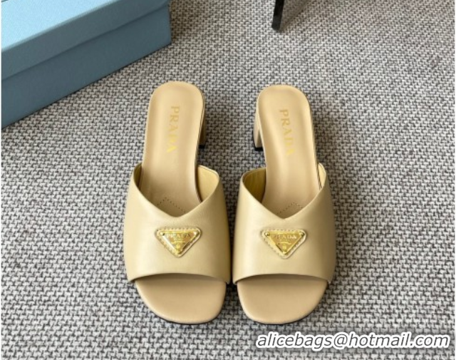Good Looking Prada Padded nappa leather heel slides sandal 3.5cm Beige 2025 1XX711