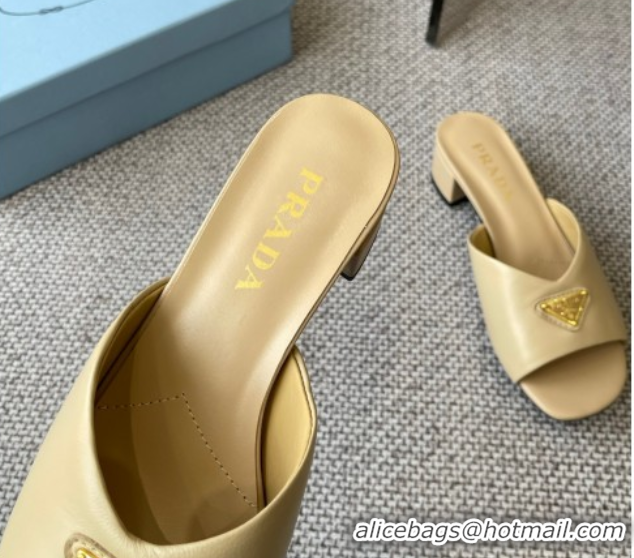 Good Looking Prada Padded nappa leather heel slides sandal 3.5cm Beige 2025 1XX711