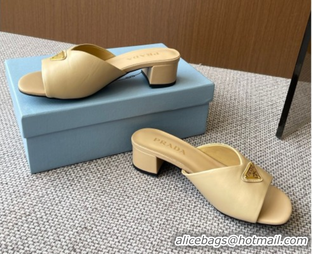Good Looking Prada Padded nappa leather heel slides sandal 3.5cm Beige 2025 1XX711
