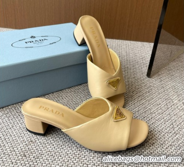 Good Looking Prada Padded nappa leather heel slides sandal 3.5cm Beige 2025 1XX711