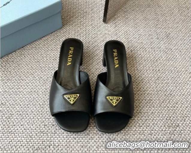 Unique Style Prada Padded nappa leather heel slides sandal 3.5cm Black 2025 1XX711