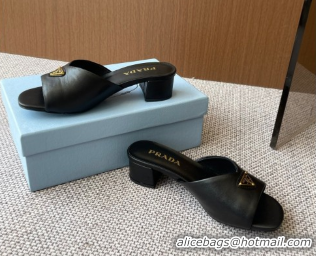 Unique Style Prada Padded nappa leather heel slides sandal 3.5cm Black 2025 1XX711