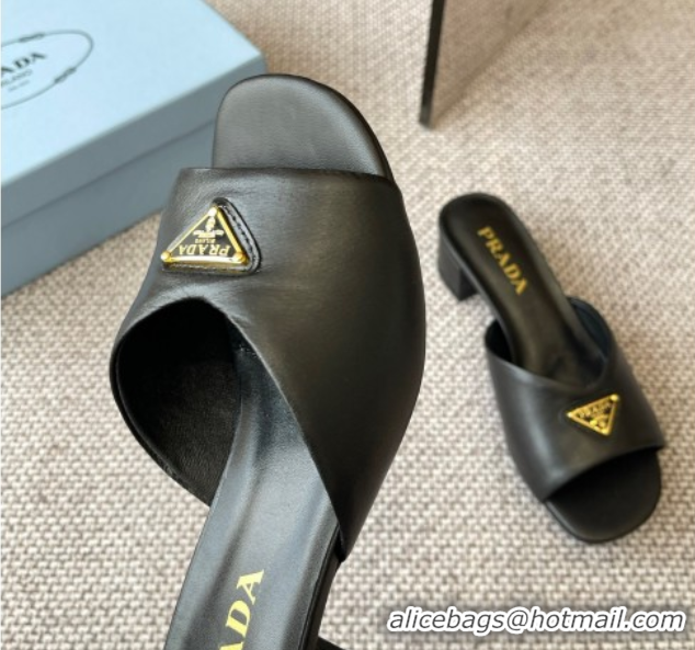 Unique Style Prada Padded nappa leather heel slides sandal 3.5cm Black 2025 1XX711