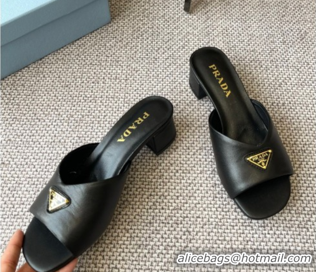 Unique Style Prada Padded nappa leather heel slides sandal 3.5cm Black 2025 1XX711