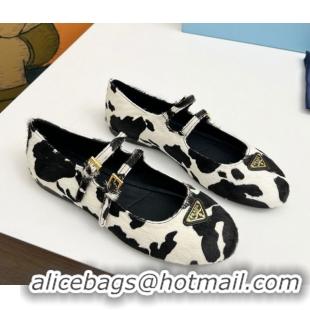 Top Grade Prada Printed mohair ballerinas flat White/Black 2025 1F794N