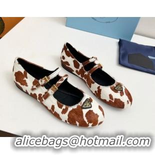 Grade Quality Prada Printed mohair ballerinas flat White/Brown 2025 1F794N