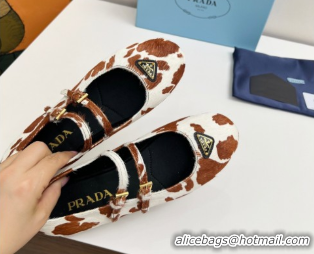 Grade Quality Prada Printed mohair ballerinas flat White/Brown 2025 1F794N