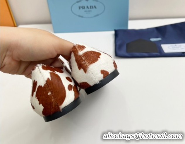 Grade Quality Prada Printed mohair ballerinas flat White/Brown 2025 1F794N