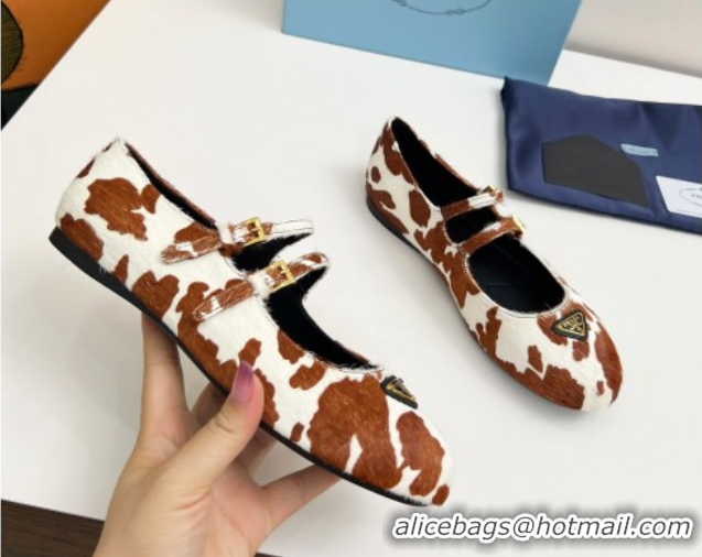 Grade Quality Prada Printed mohair ballerinas flat White/Brown 2025 1F794N