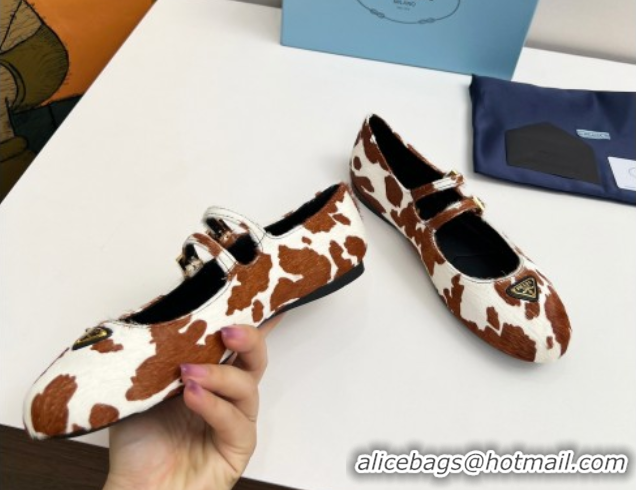 Grade Quality Prada Printed mohair ballerinas flat White/Brown 2025 1F794N