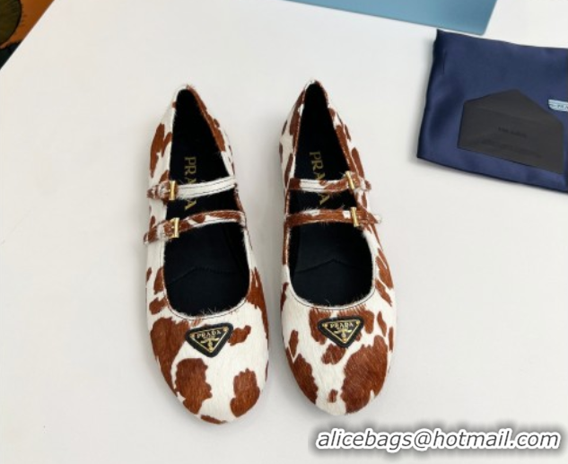 Grade Quality Prada Printed mohair ballerinas flat White/Brown 2025 1F794N