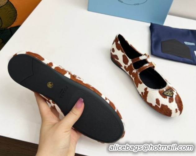 Grade Quality Prada Printed mohair ballerinas flat White/Brown 2025 1F794N