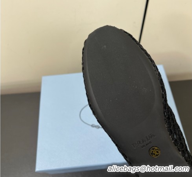 Most Popular Prada Mesh fabric ballerinas flat Black 2025 1F915N