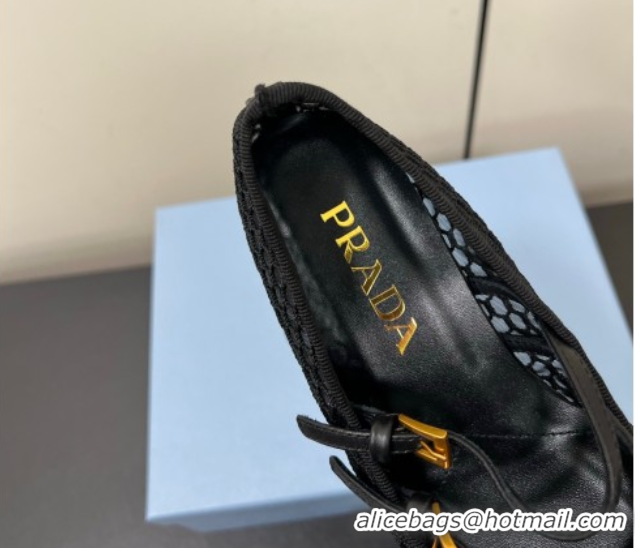 Most Popular Prada Mesh fabric ballerinas flat Black 2025 1F915N