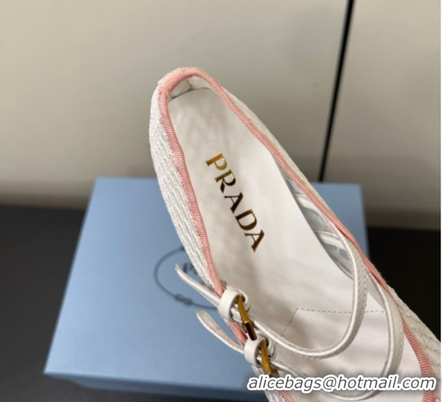 Durable Prada Mesh fabric ballerinas flat White/Pink 2025 1F915N
