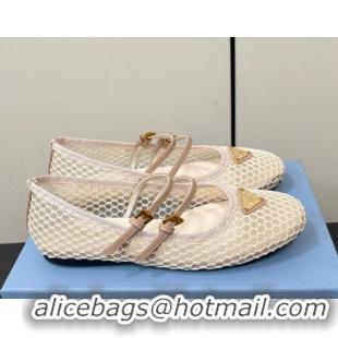 Charming Prada Mesh fabric ballerinas flat Nude 2025 1F915N